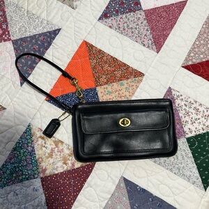 Vintage Coach black leather wristlet